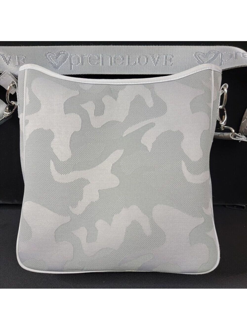 PreneLOVE Grey Camo Neoprene Crossbody Bag – Yellow Lining, Adjustable Strap - Picture 6 of 13